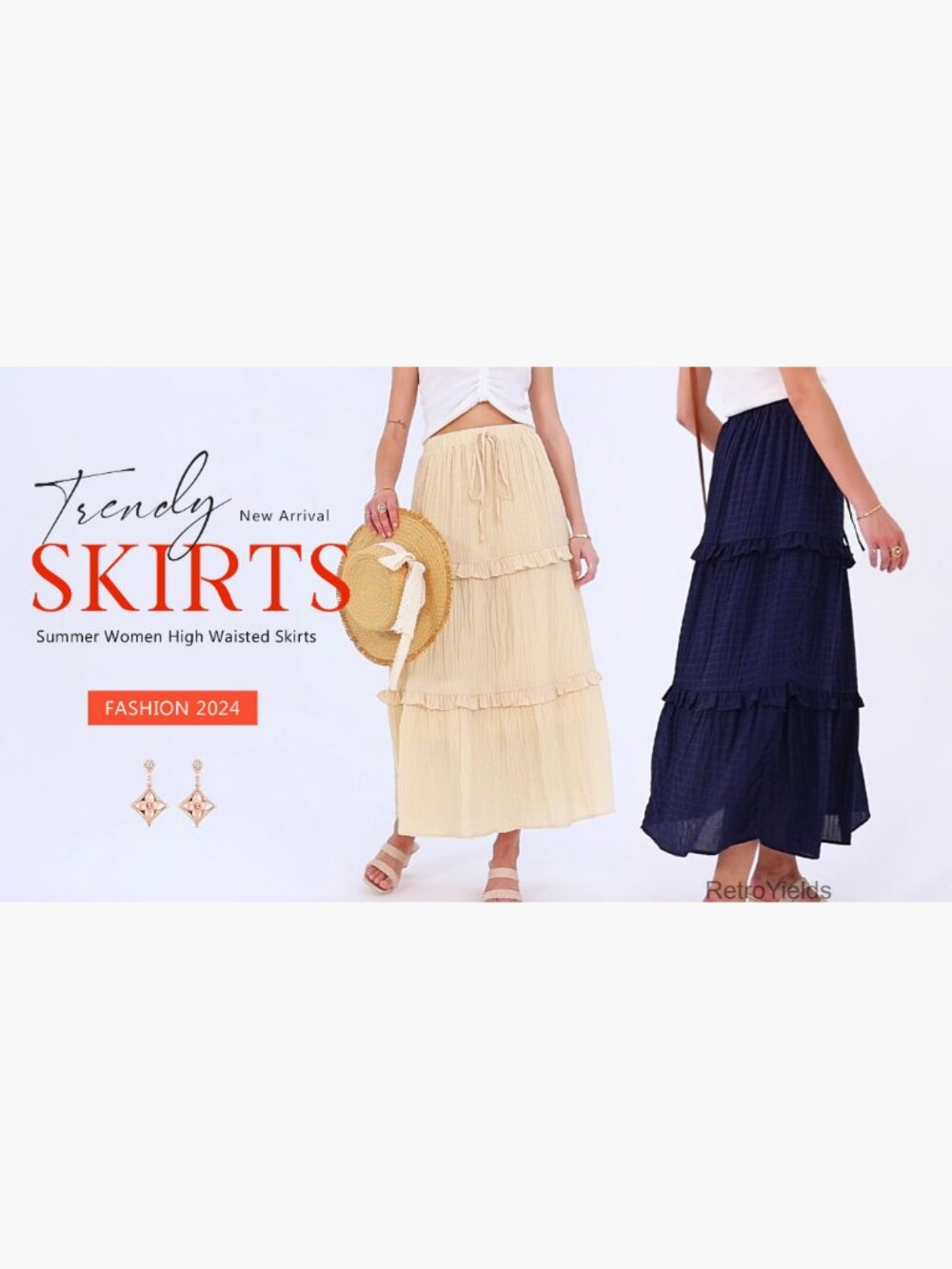 Elegant High Waist Flared A-Line Midi Skirt for Women - Picture 7 of 7
